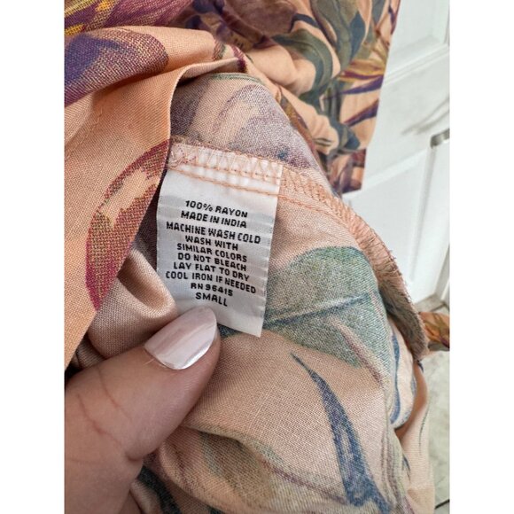 Massive Pink Tropical Flamingo Short Sleeve Button Down Men's Shirt Size Small - Picture 6 of 7